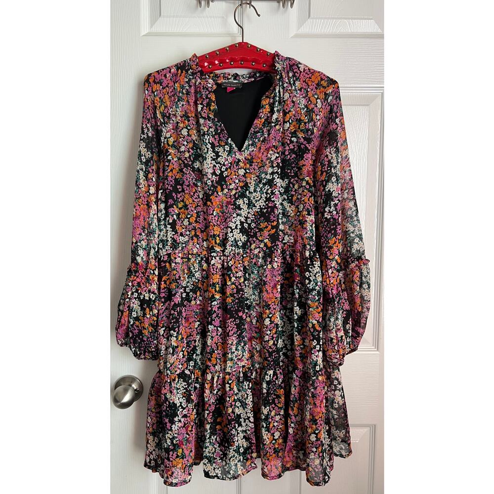 Vince Camuto Floral Long Sleeve Dress sz M